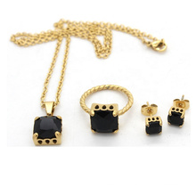 Fashion Jewelry Plated Real 18K gold stainless steel jewelry set women